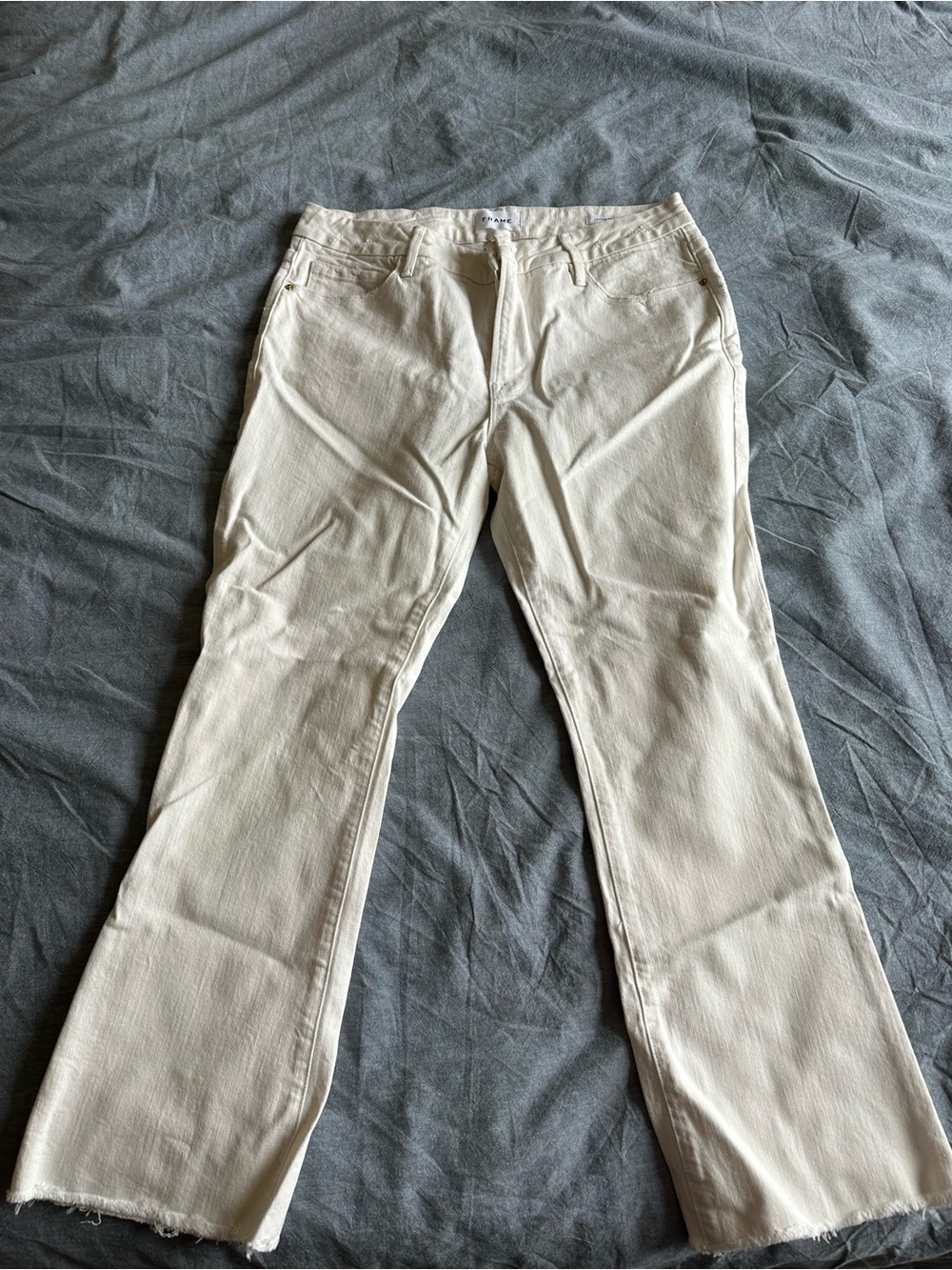 Frame Denim Women's Light Beige/Cream Straight-Leg Jeans